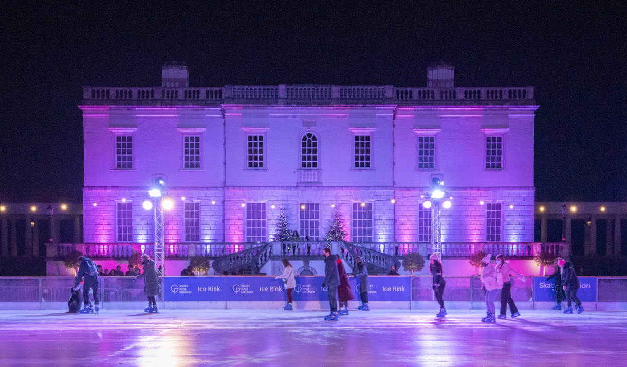 People skating at the Queen's House Ice Rink